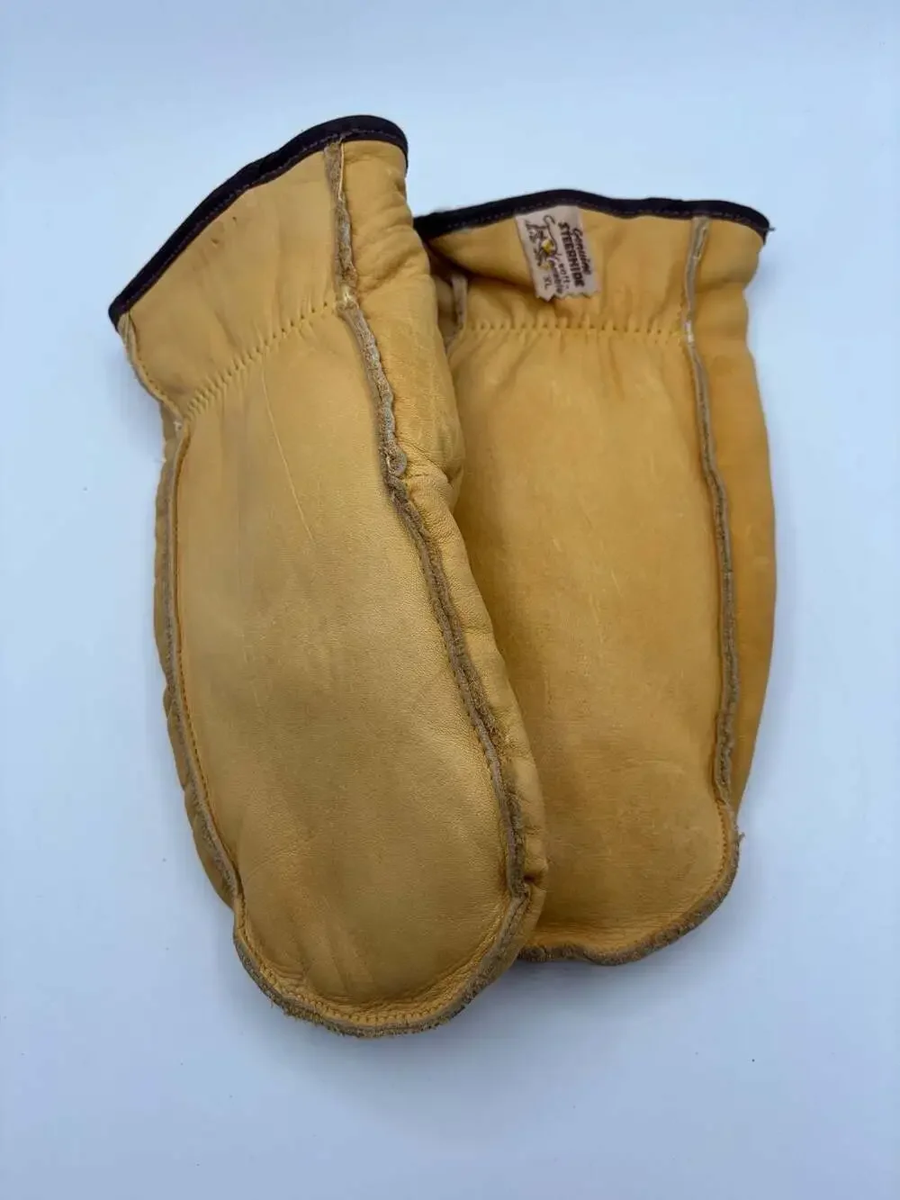 Vintage Genuine Steerhide Soft Durable Shearling Lined Winter Mittens XL